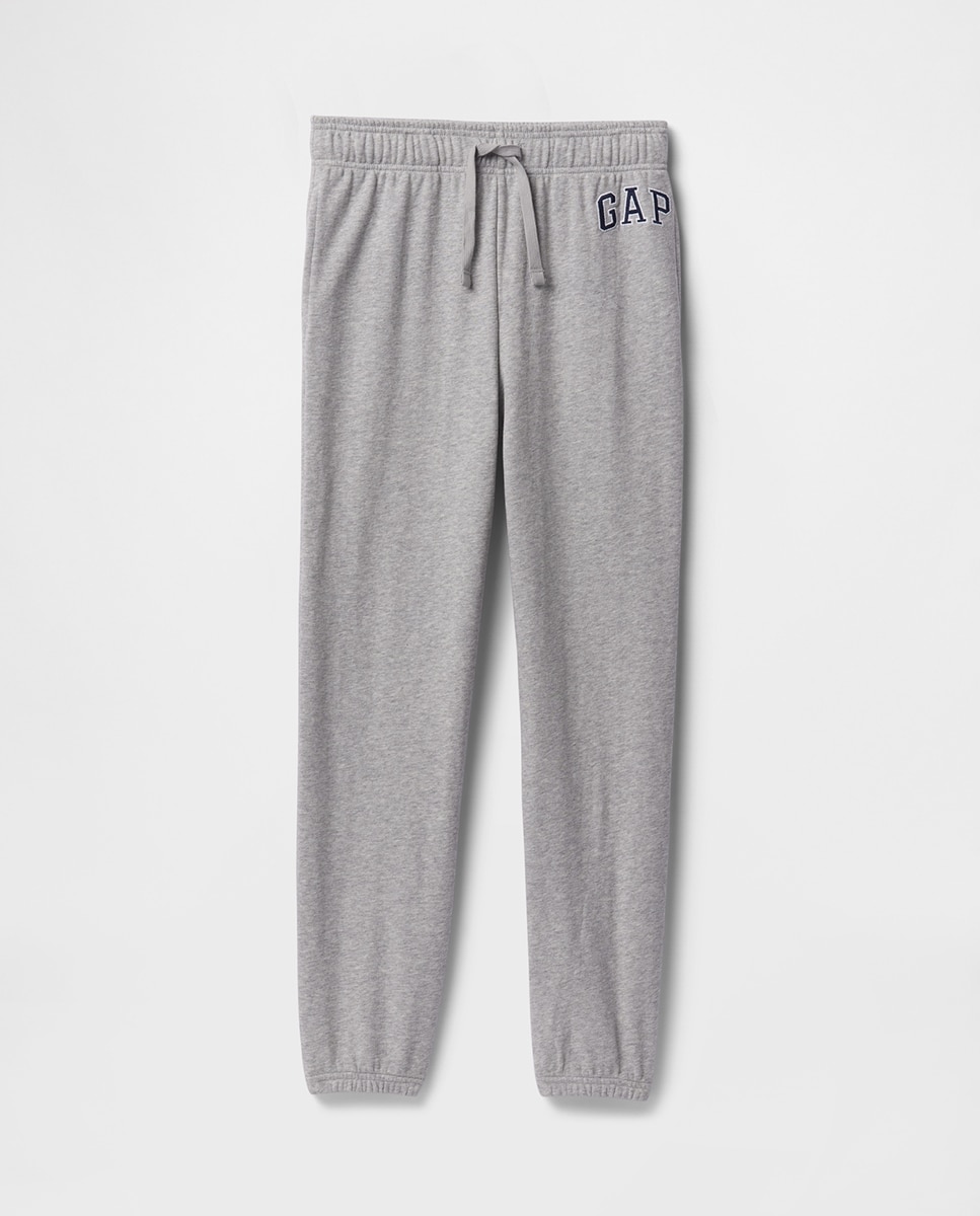 Pantalón largo de algodón, cintura elástica con cordones de niño - Gap - Gris Gris-2