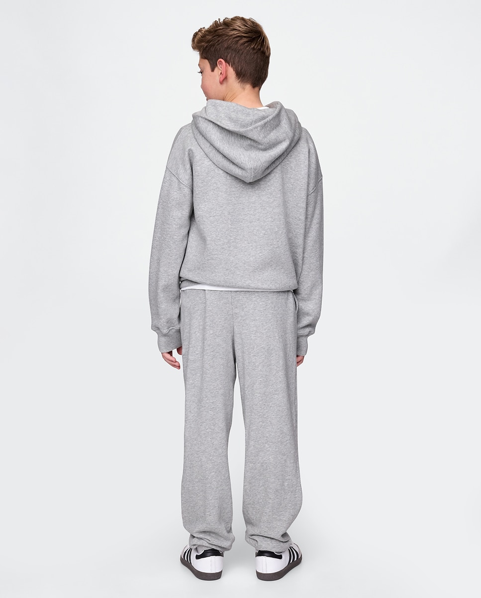 Pantalón largo de algodón, cintura elástica con cordones de niño - Gap - Gris Gris-3