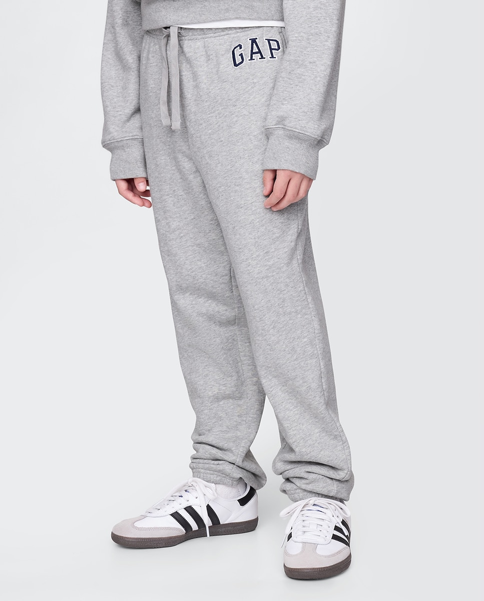 Pantalón largo de algodón, cintura elástica con cordones de niño - Gap - Gris Gris-4