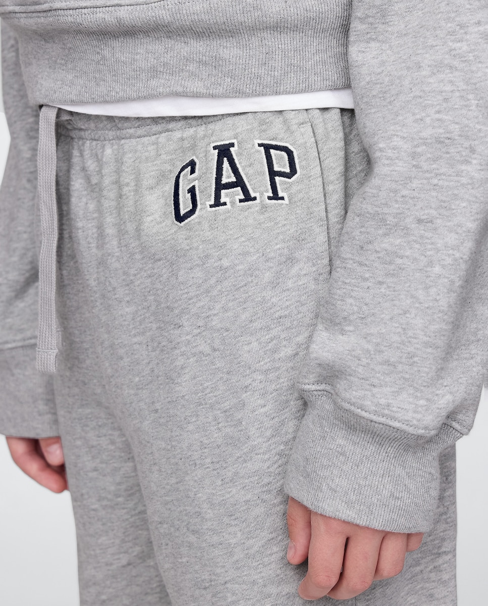 Pantalón largo de algodón, cintura elástica con cordones de niño - Gap - Gris Gris-5