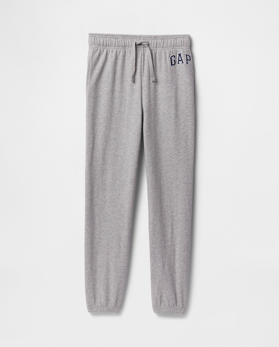 Pantalón largo de algodón, cintura elástica con cordones de niño - Gap - Gris Gris-6