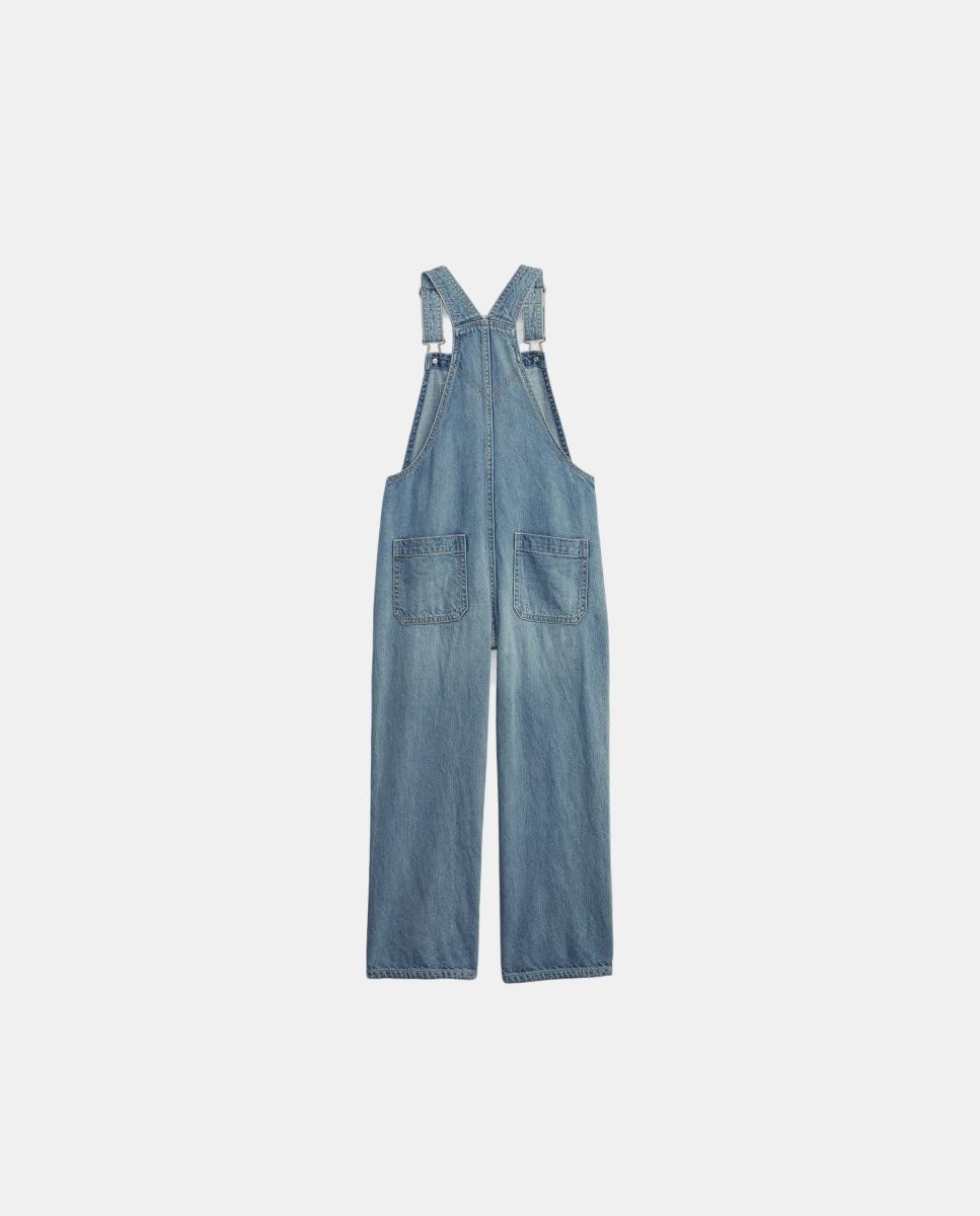 Macacão de Ganga com Alças Ajustáveis e Cinco Bolsos Gap Azul-claro-3