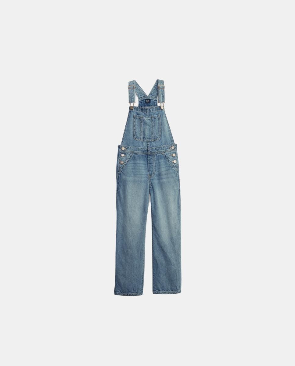 Macacão de Ganga com Alças Ajustáveis e Cinco Bolsos Gap Azul-claro-4