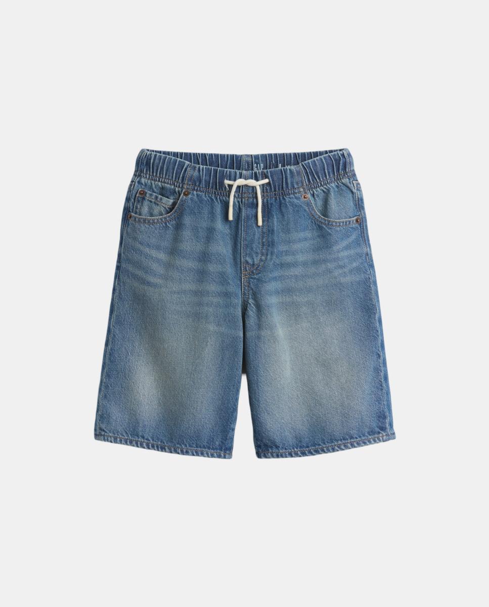 Calções de Tencel com Cintura Elástica e Cordões Gap Azul-claro-2