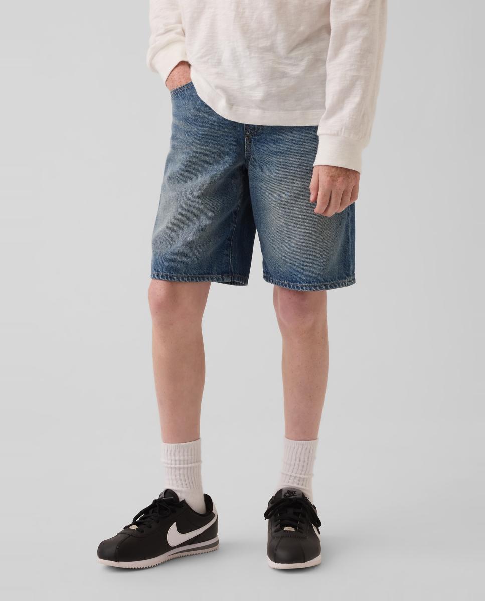 Calções de Tencel com Cintura Elástica e Cordões Gap Azul-claro-3