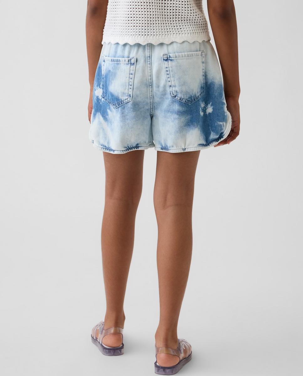 Calções de Ganga com Cintura Subida e Efeito Tie Dye Gap Azul-claro-3