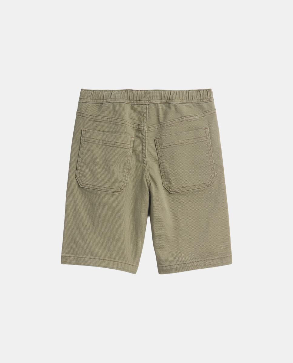 Calções Folgados de Ganga com Cintura Elástica e Bolsos Gap Castanho-2