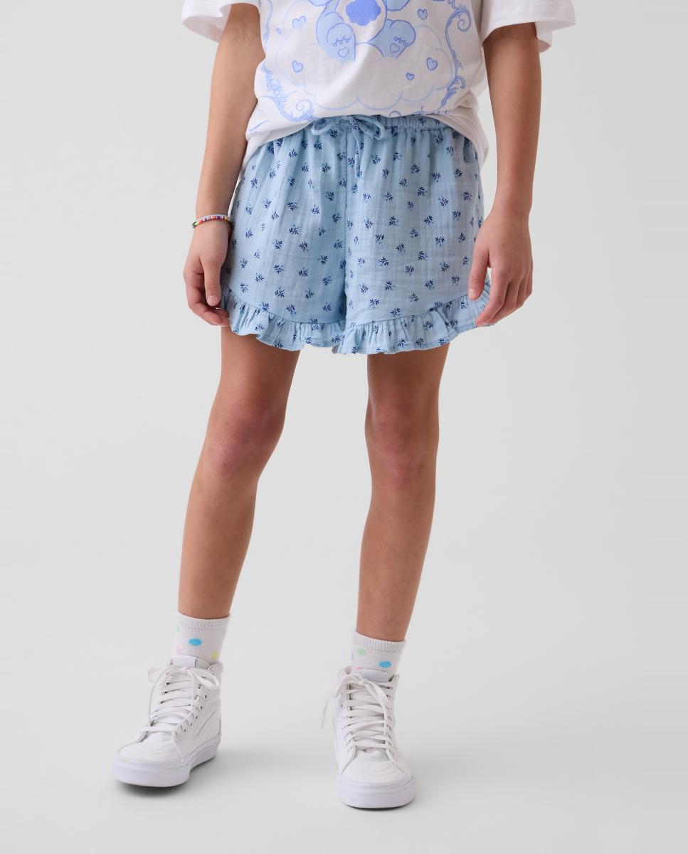 Shorts de niña anchos cintura elástica con cordones - Gap - Azul claro Azul claro-2