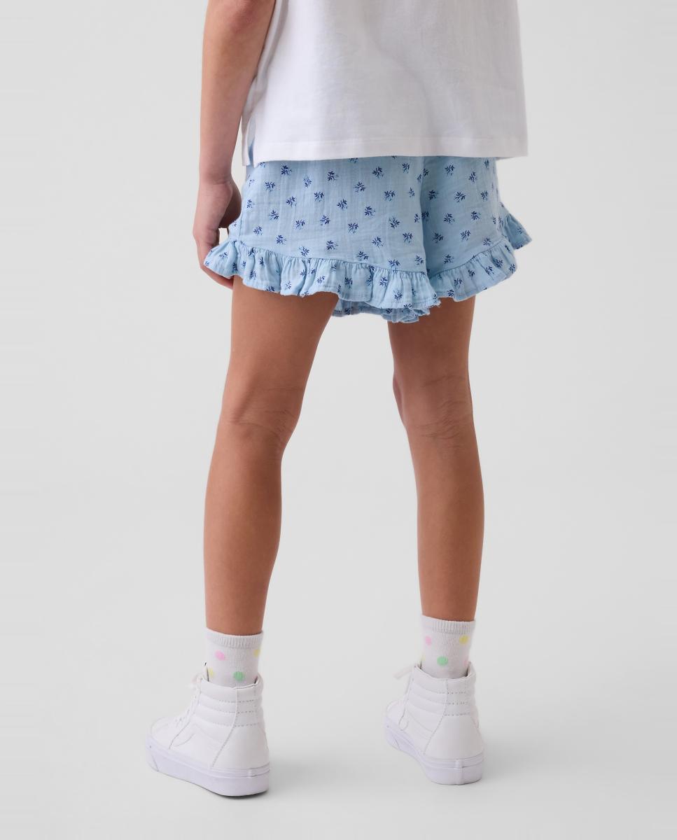 Shorts de niña anchos cintura elástica con cordones - Gap - Azul claro Azul claro-3