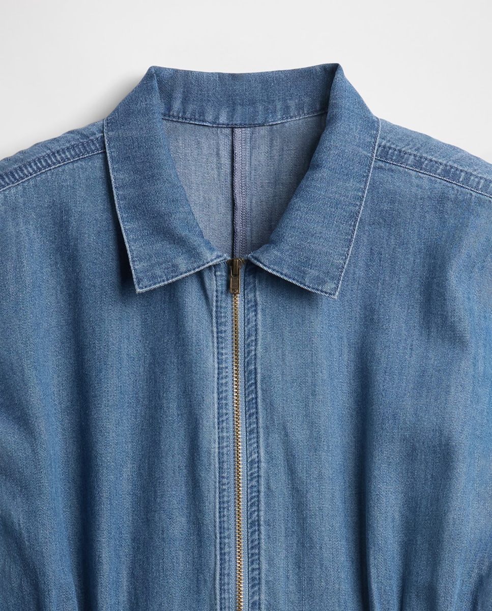 Macacão de Ganga com Manga Curta Azul-4