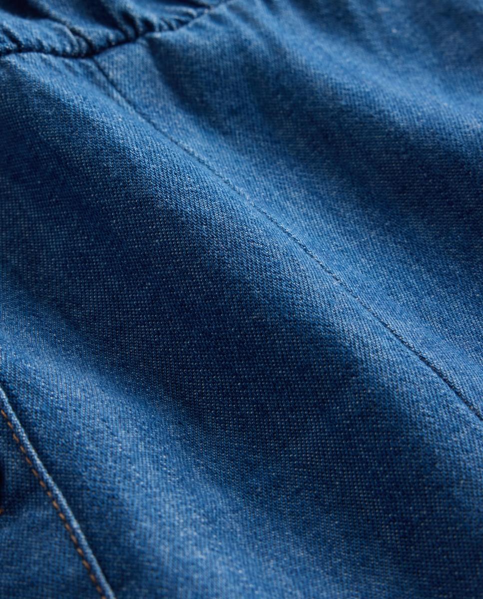 Vestido de Ganga Curto com Cintura Baixa Azul-claro-4