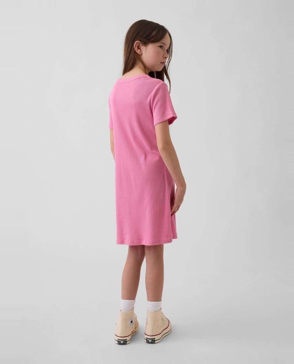 Vestido Camiseiro com Logótipo Rosa-3