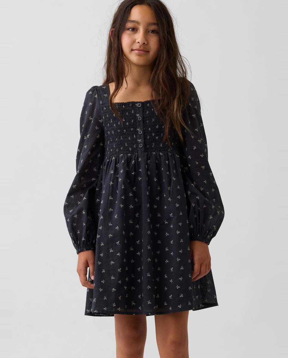 Vestido de niña de manga larga y estampado - Gap - Azul marino Azul marino-1