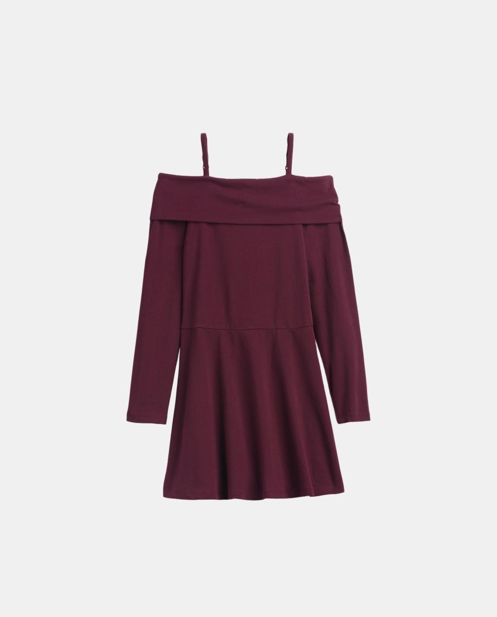 Vestido de niña manga larga con hombros descubiertos - Gap - Rojo Teja Rojo Teja-4