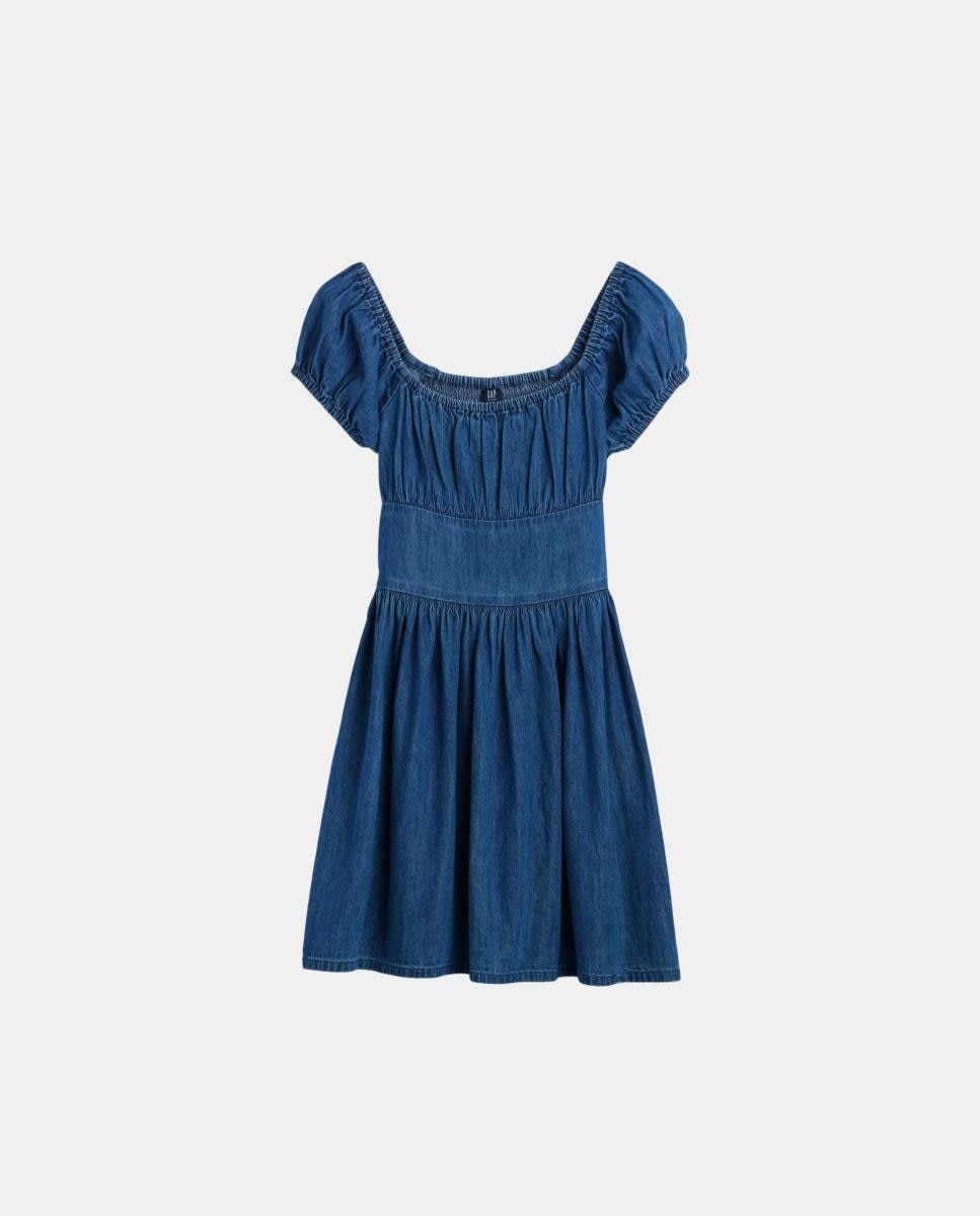 Vestido de Ganga Curto Azul-2