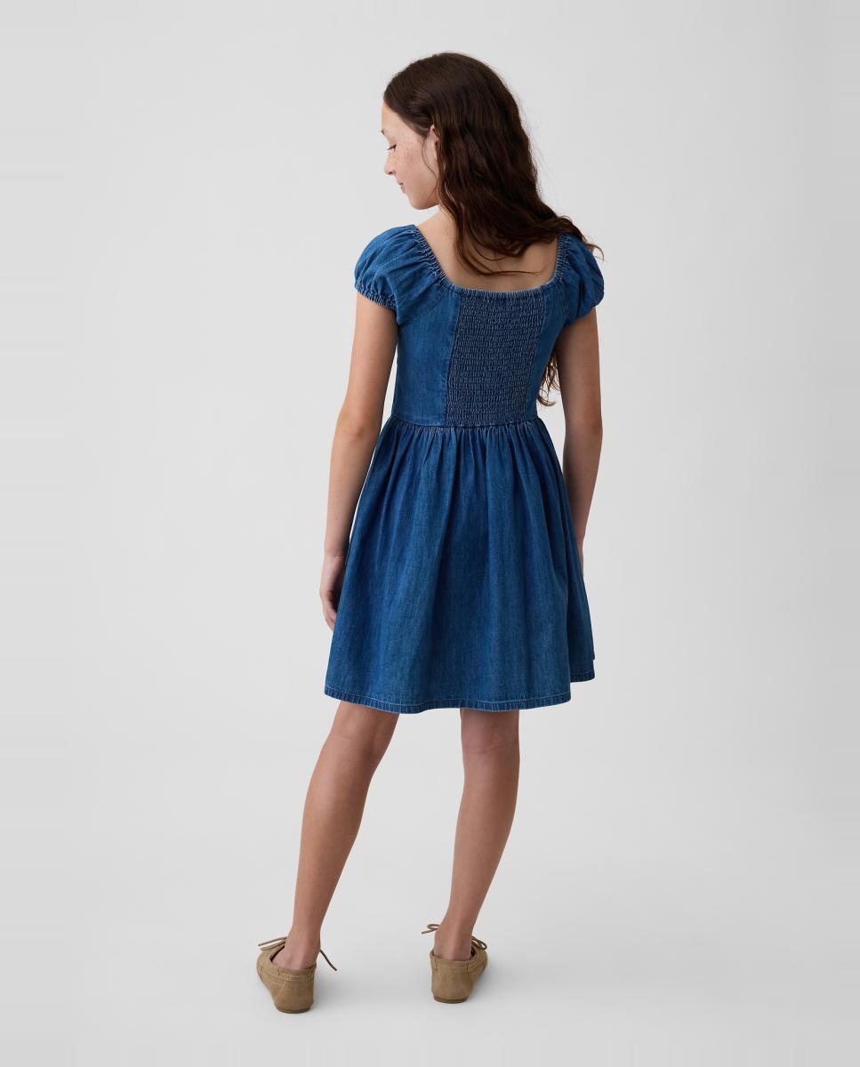 Vestido de Ganga Curto Azul-3
