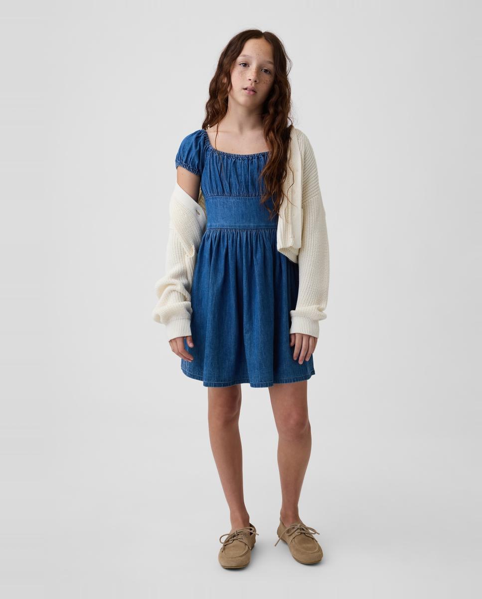 Vestido de Ganga Curto Azul-4