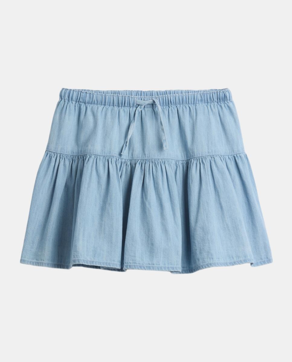 Skort de Ganga com Folhos Azul-claro-2