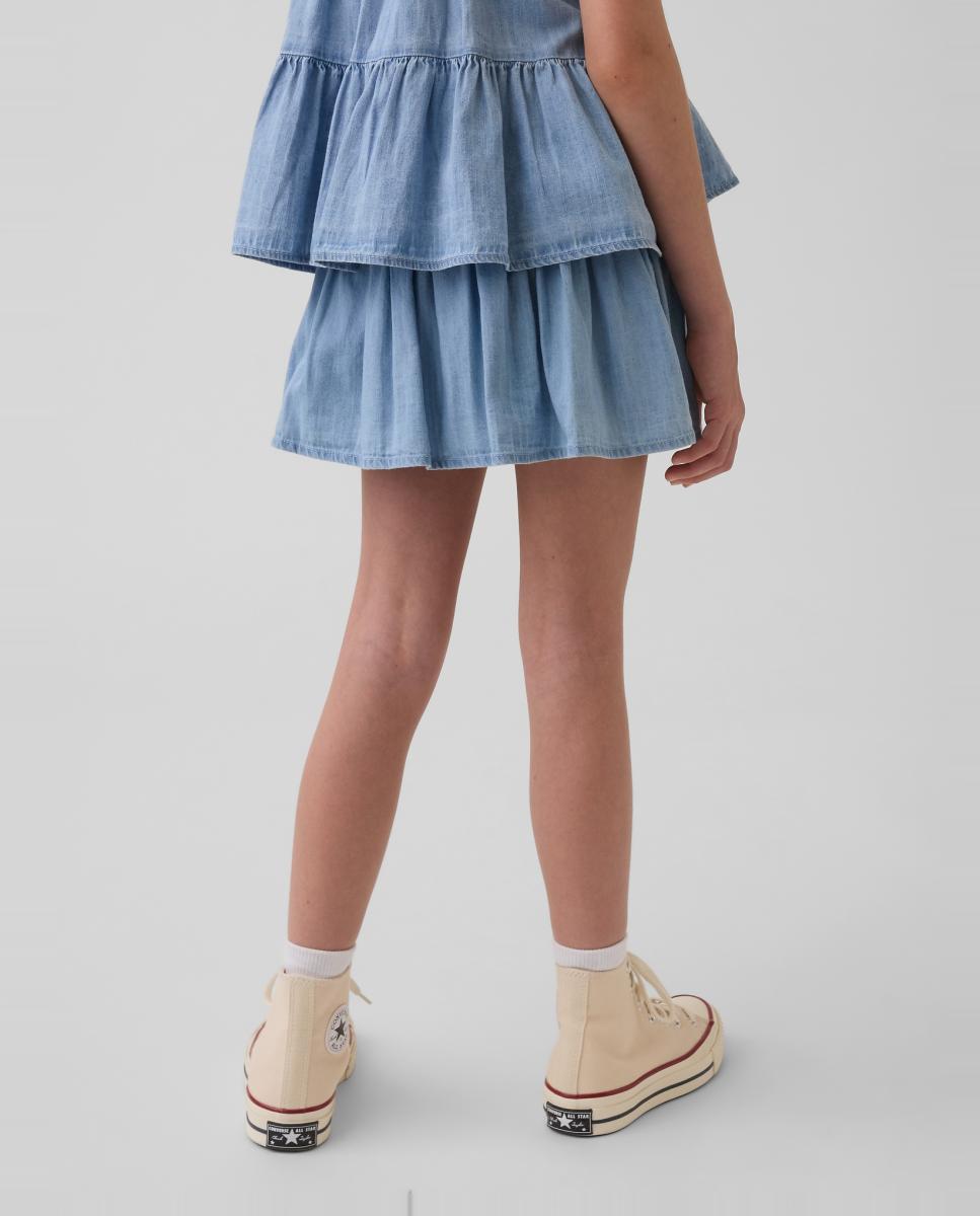 Skort de Ganga com Folhos Azul-claro-3