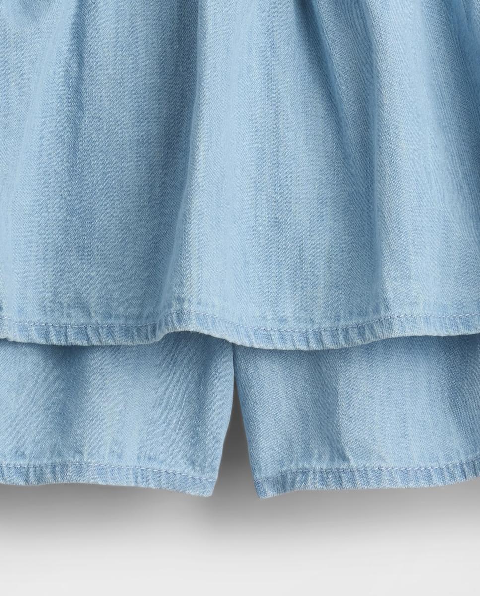 Skort de Ganga com Folhos Azul-claro-4