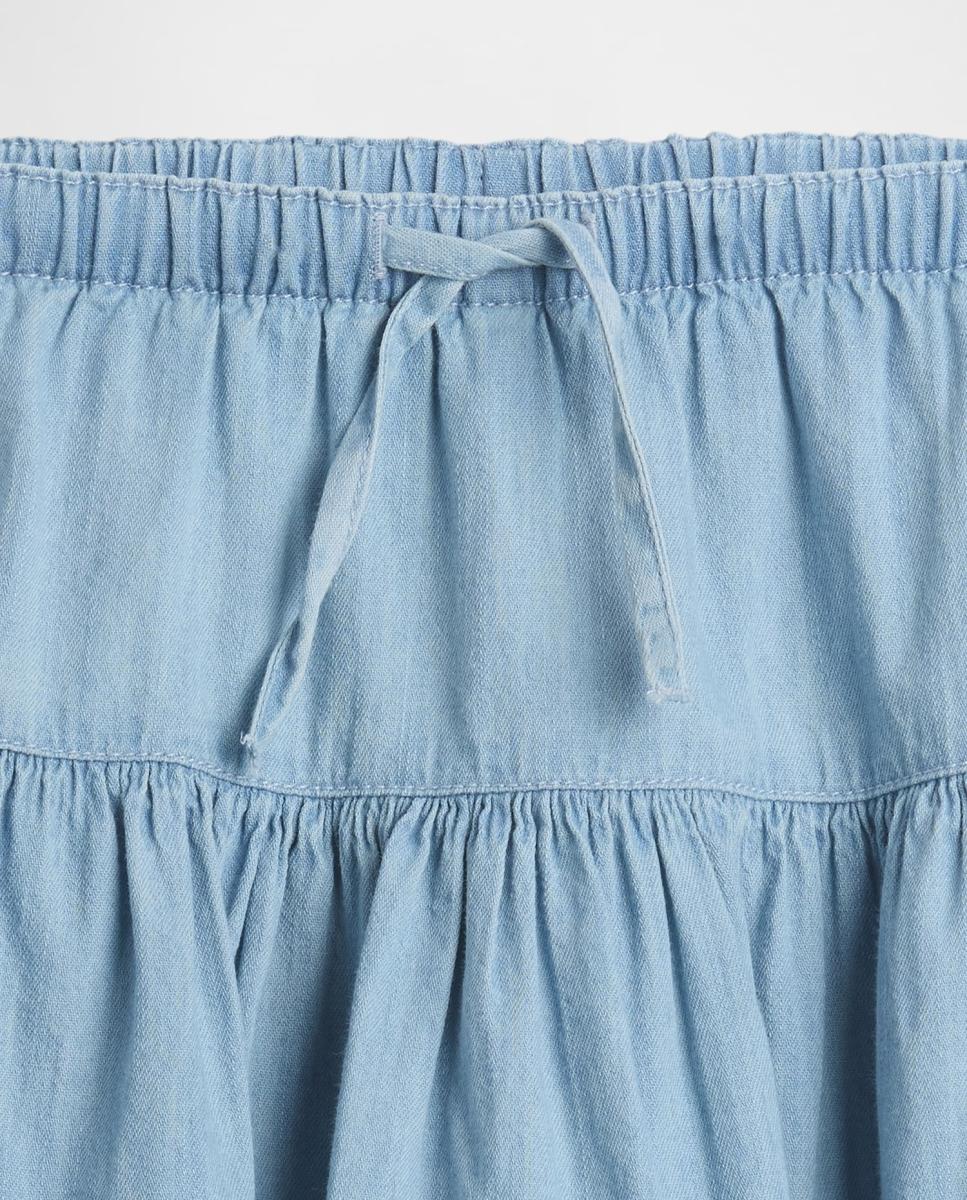 Skort de Ganga com Folhos Azul-claro-5