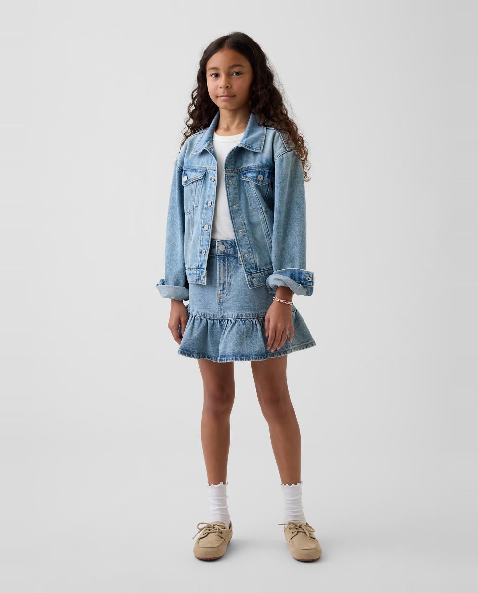 Imagem 0 de Saia de Ganga Curta com Folho