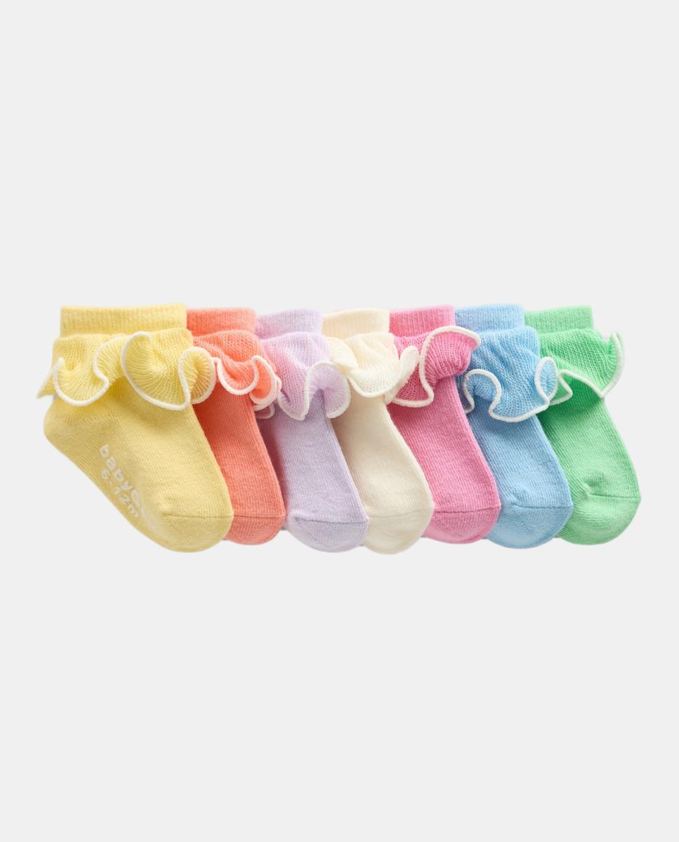 Imagem 0 de Pack de 7 Pares de Meias pelo Tornozelo de Bebé com Folhos