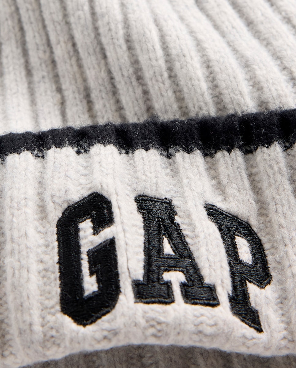 Gorro de Criança em Malha Suave e com Logótipo à Frente Cinzento-claro-2