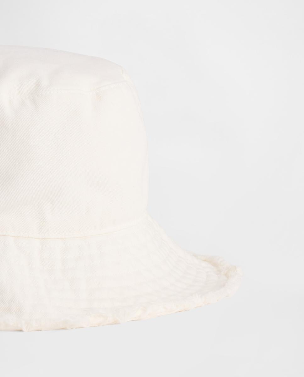Chapéu Tipo Pescador de Sarja com Costuras na Aba Larga Gap Branco-3