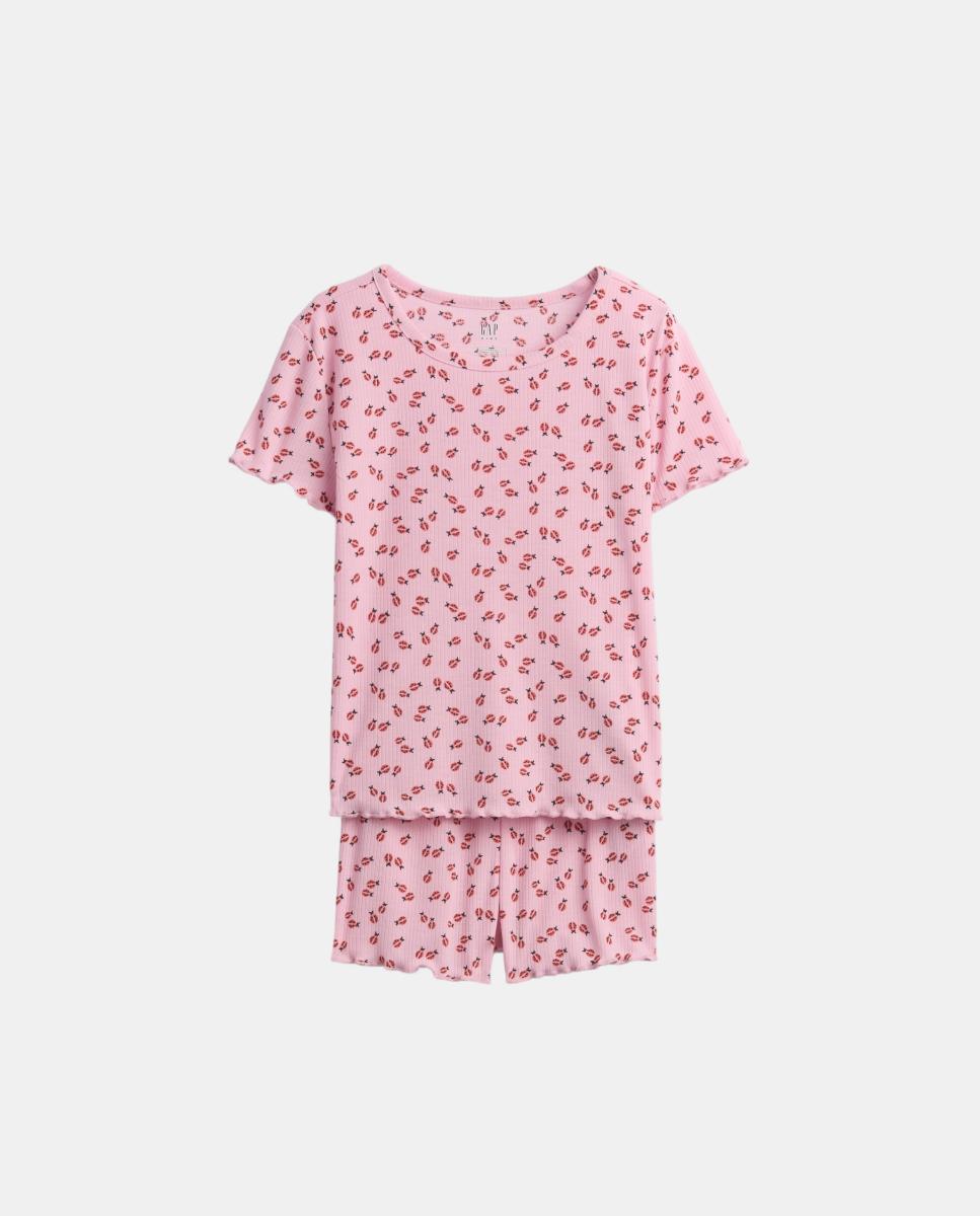 Pijama Completo de Malha Curto Gap Rosa-2