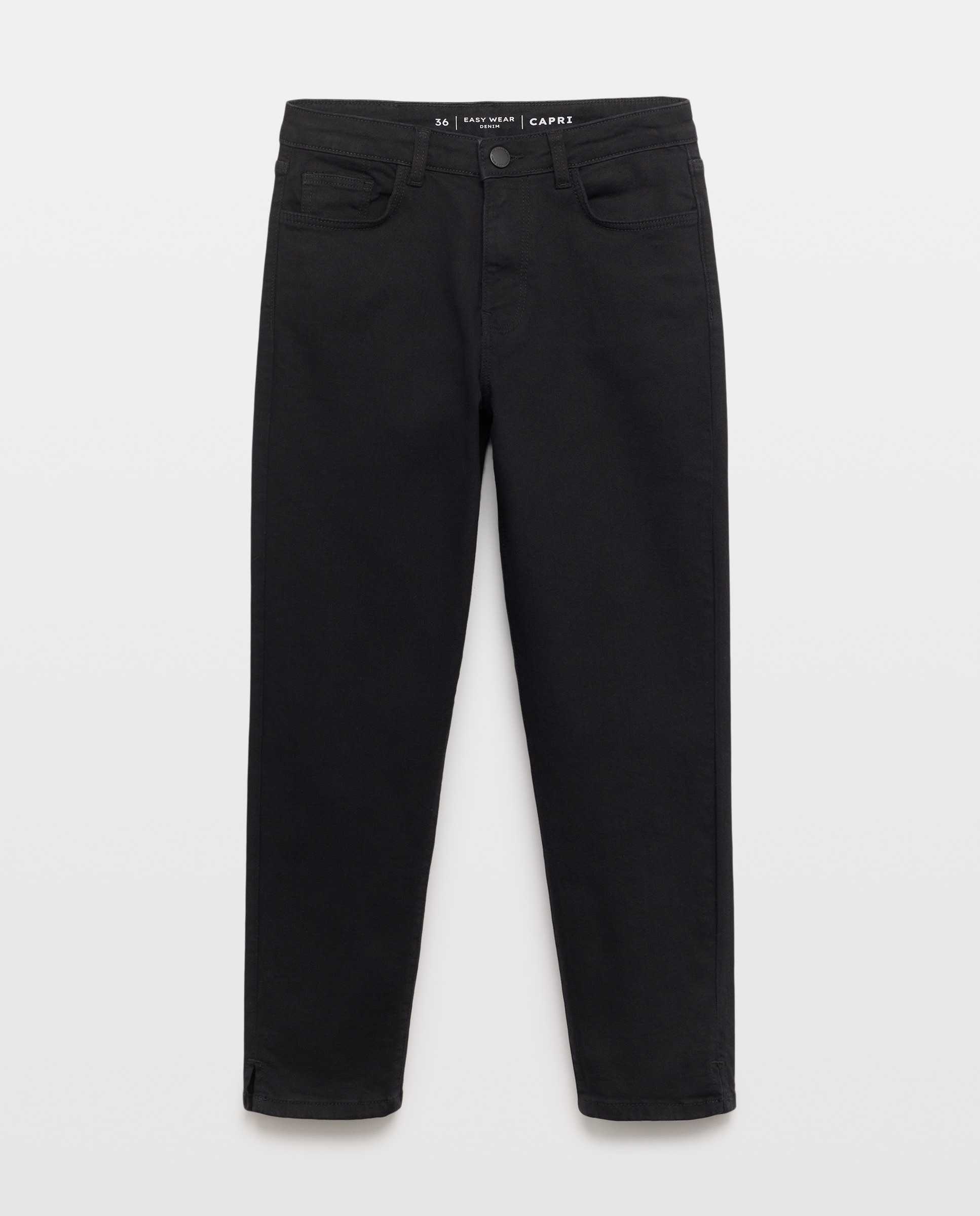 Jeans Capri com Cintura Média Preto-4