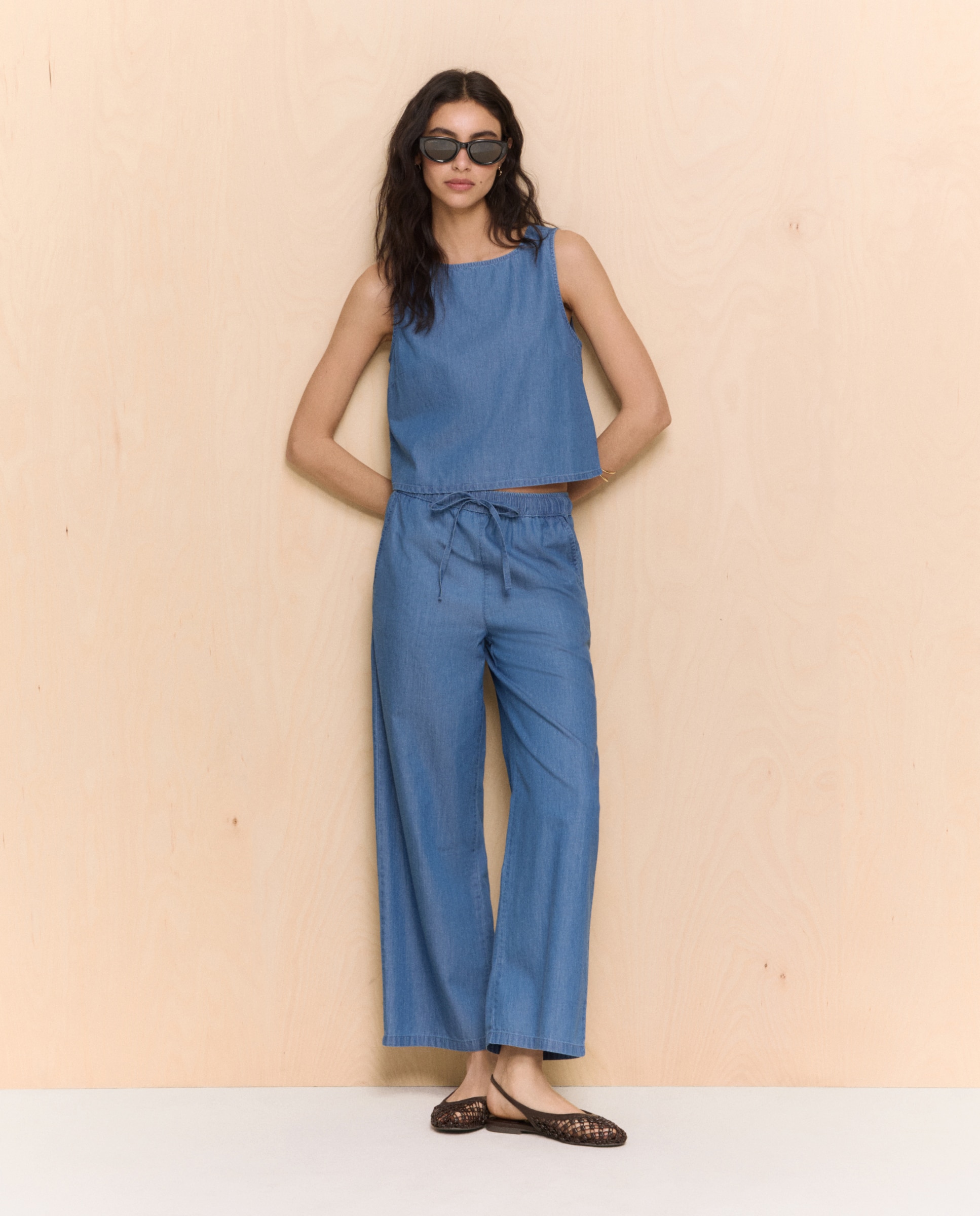 Easy Wear - Pantalón denim ligero de mujer culotte.