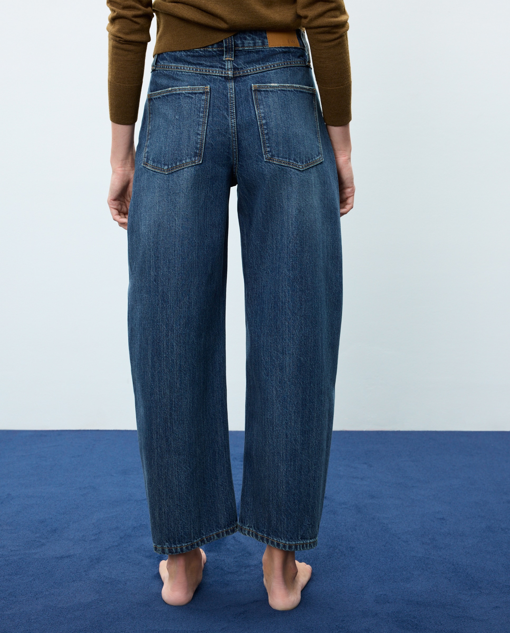 Pantalón denim de mujer barrel con tiro medio - Easy Wear - Azul oscuro Azul oscuro-3