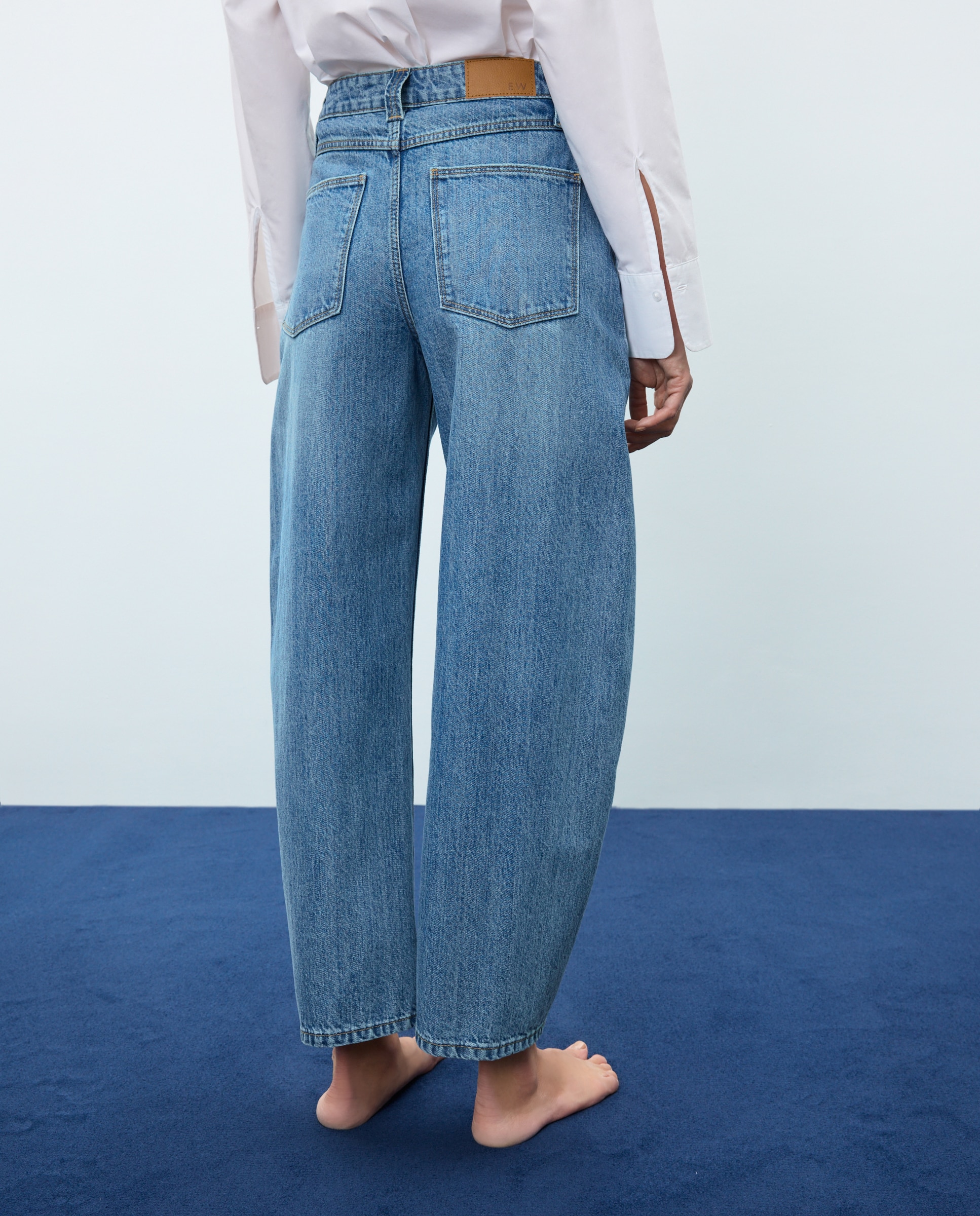 Pantalón denim de mujer barrel con tiro medio - Easy Wear - Azul pálido Azul pálido-3