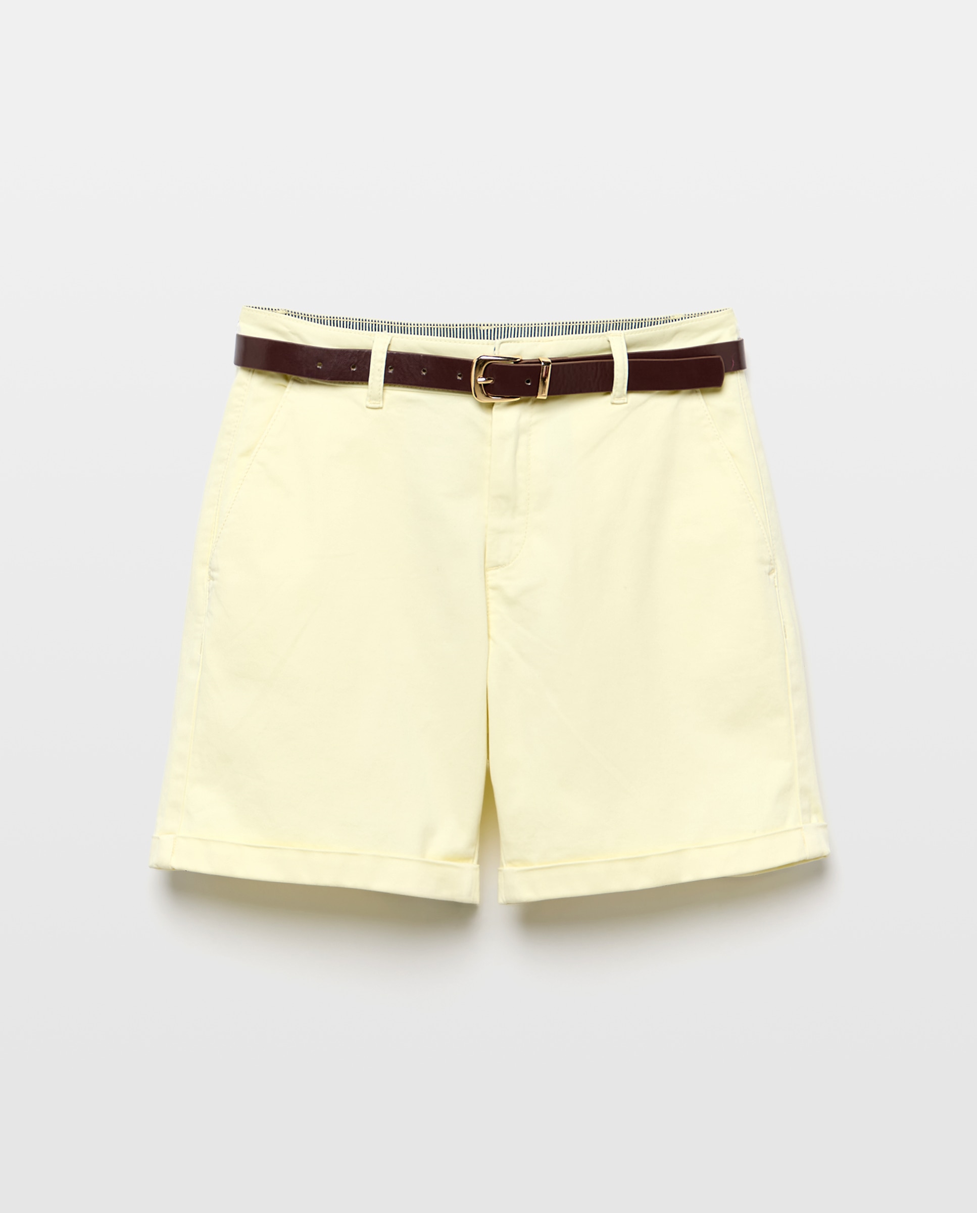 Bermudas Clássicas com Cinto 310 Amarelo Claro-4