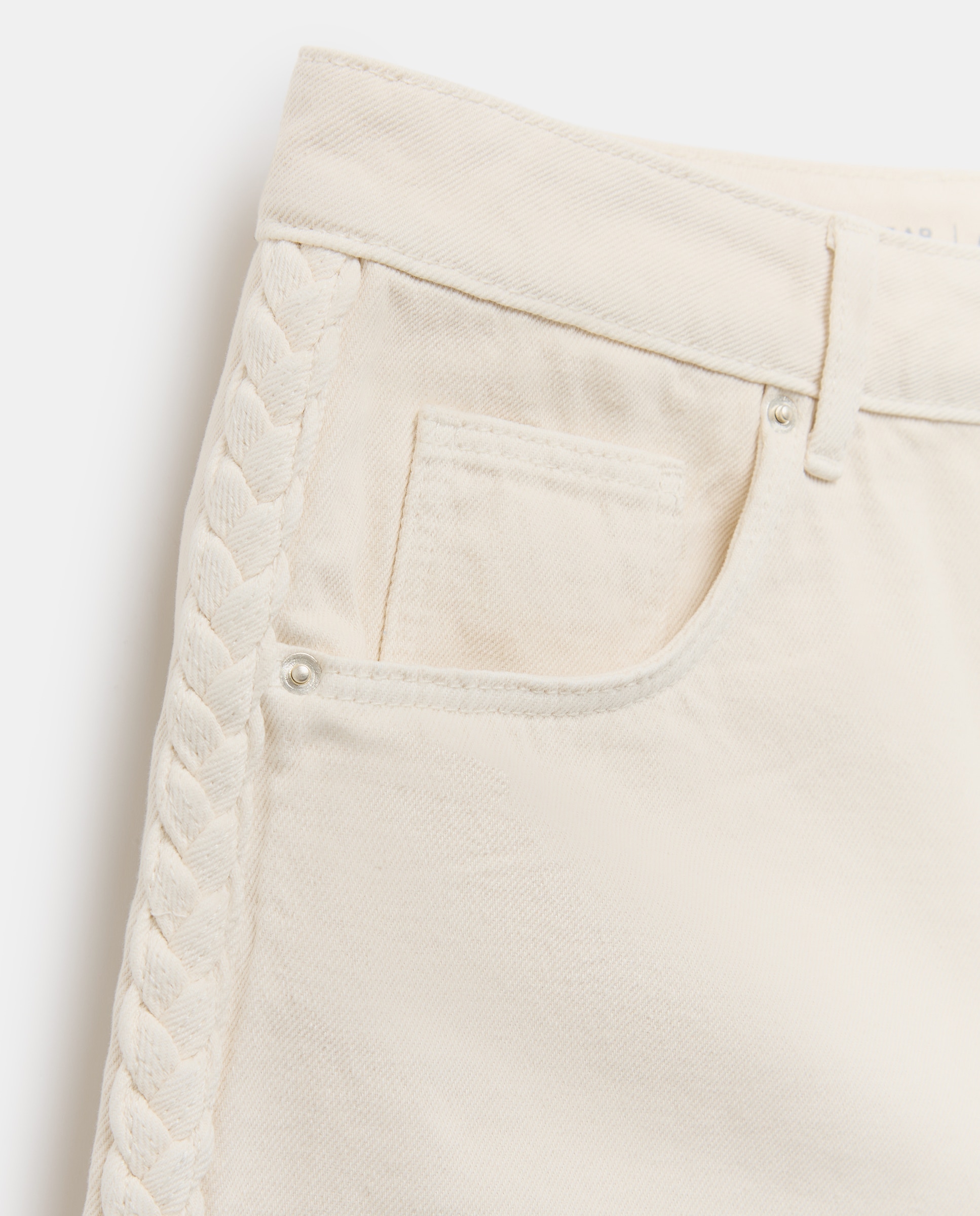Bermudas de Ganga com Decoração de Trança Branco-marfim-5