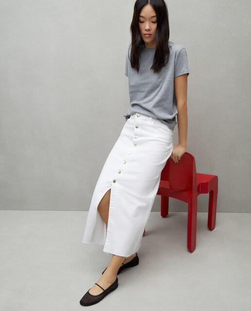 Falda larga denim con botones