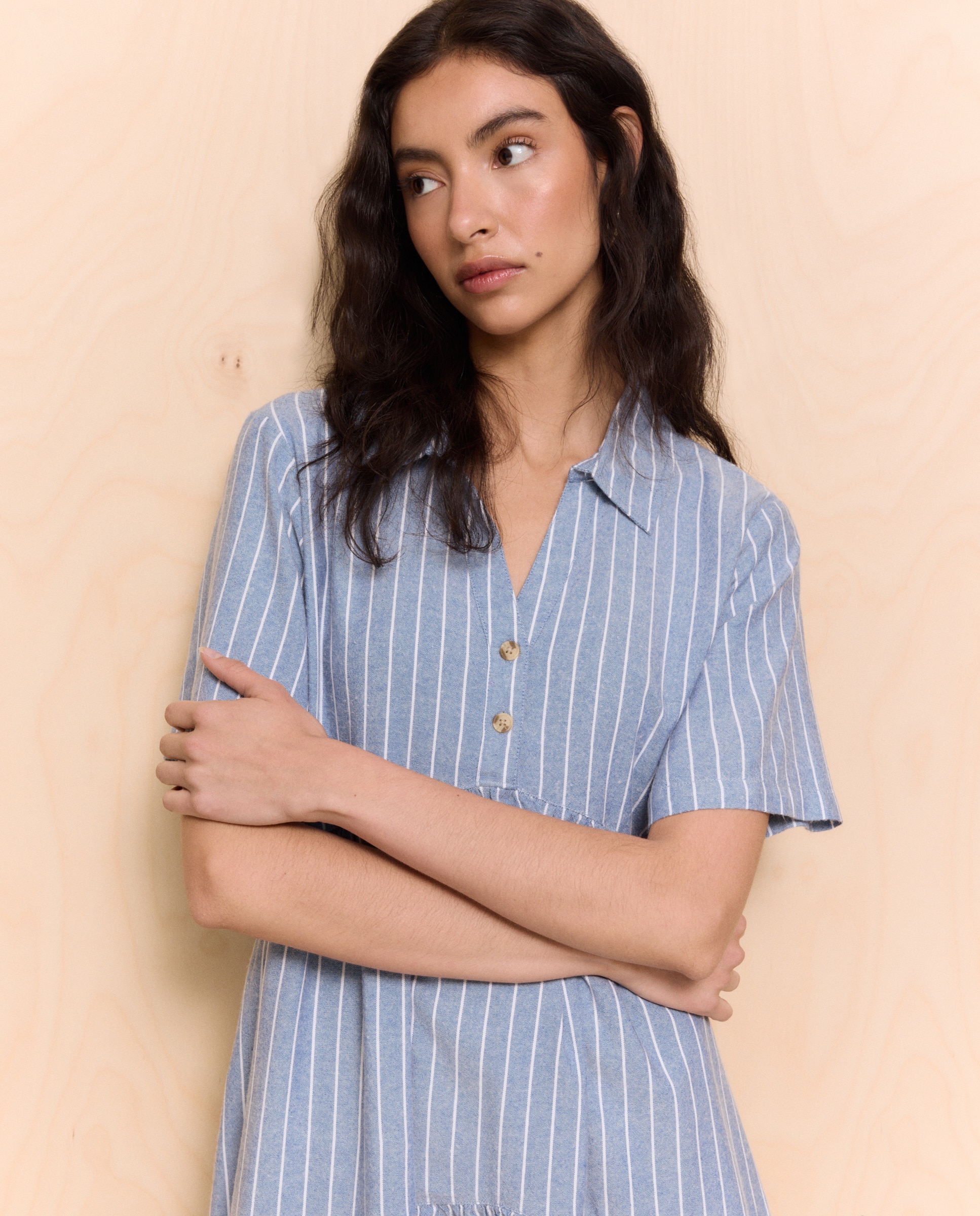 Imagem 0 de Vestido de Ganga Curto com Painéis