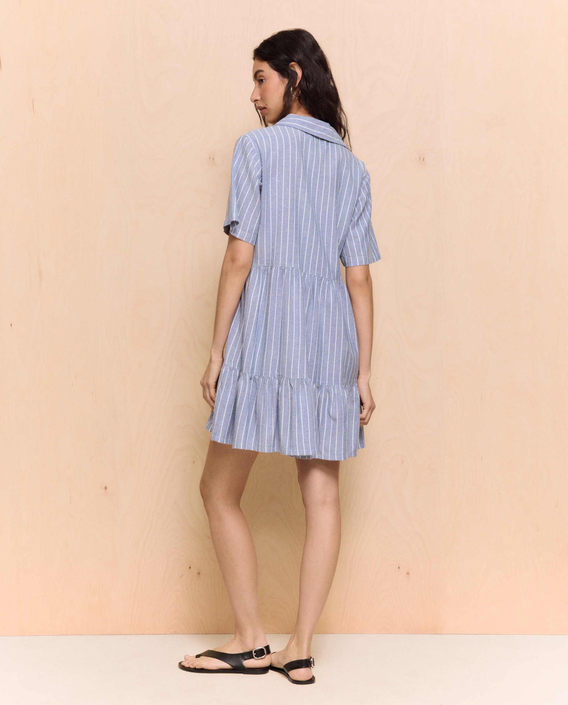 Vestido vaquero corto con paneles de mujer - Easy Wear - Azul Azul-3
