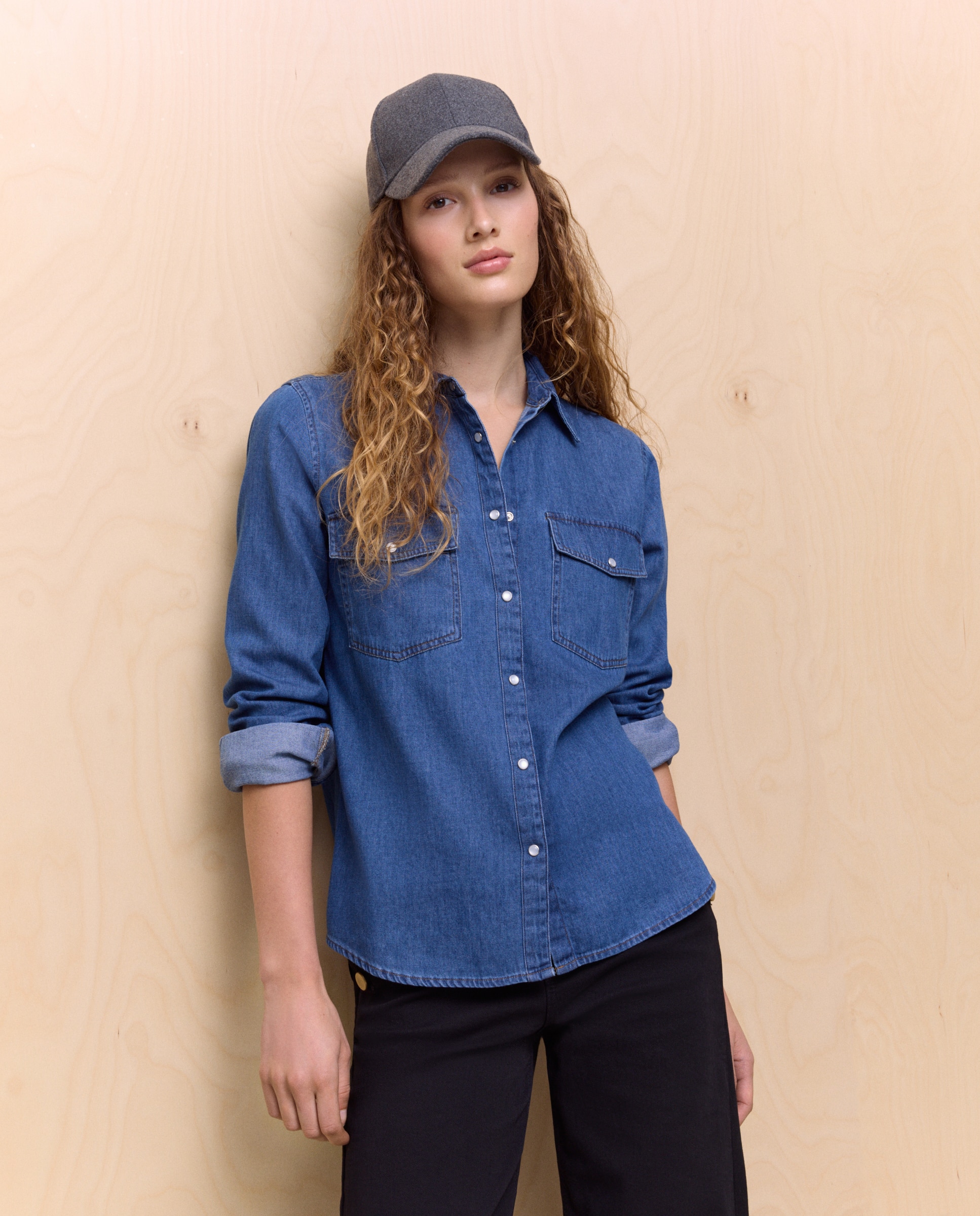 Camisa denim basica de mujer - Easy Wear - Azul índigo Azul índigo-1