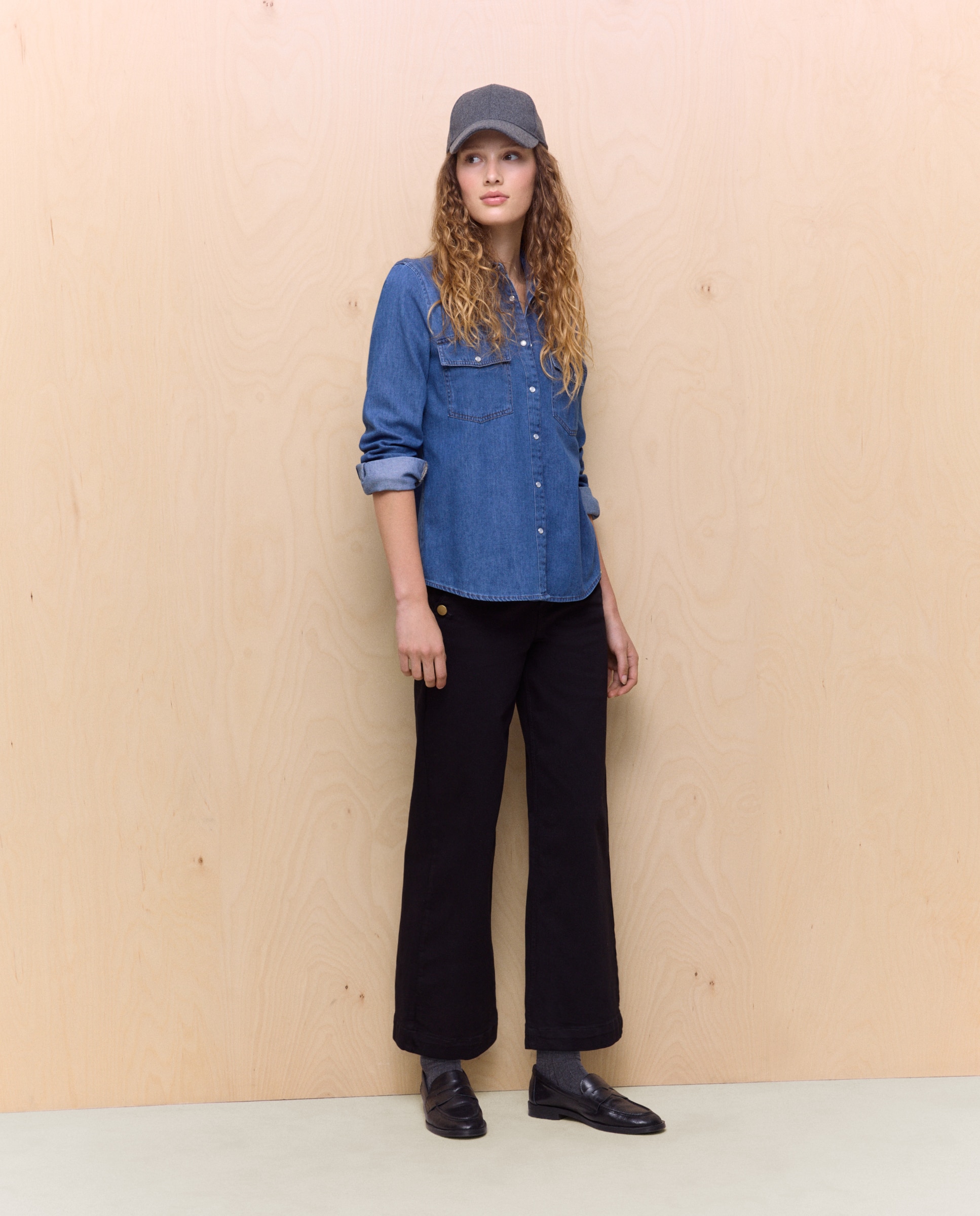 Camisa denim basica de mujer - Easy Wear - Azul índigo Azul índigo-2
