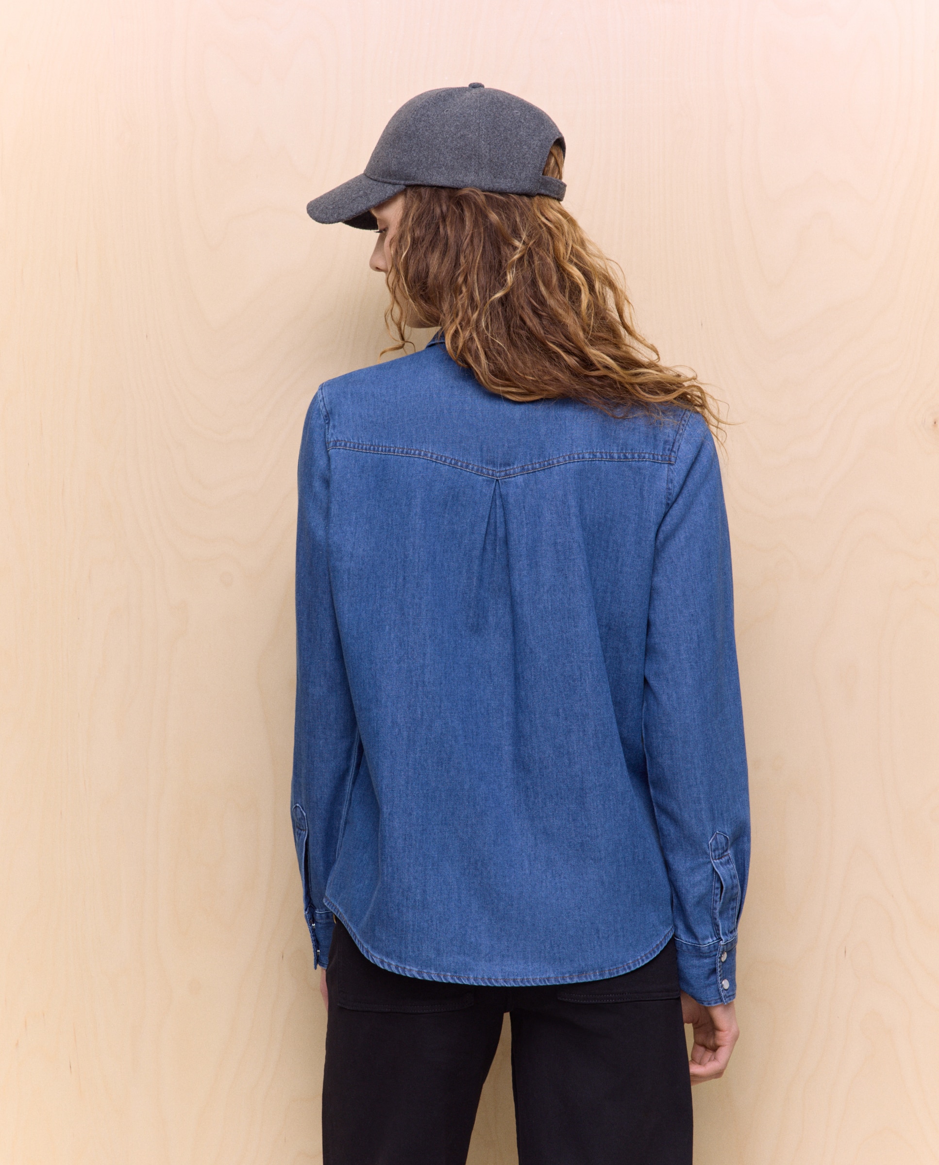 Camisa denim basica de mujer - Easy Wear - Azul índigo Azul índigo-3