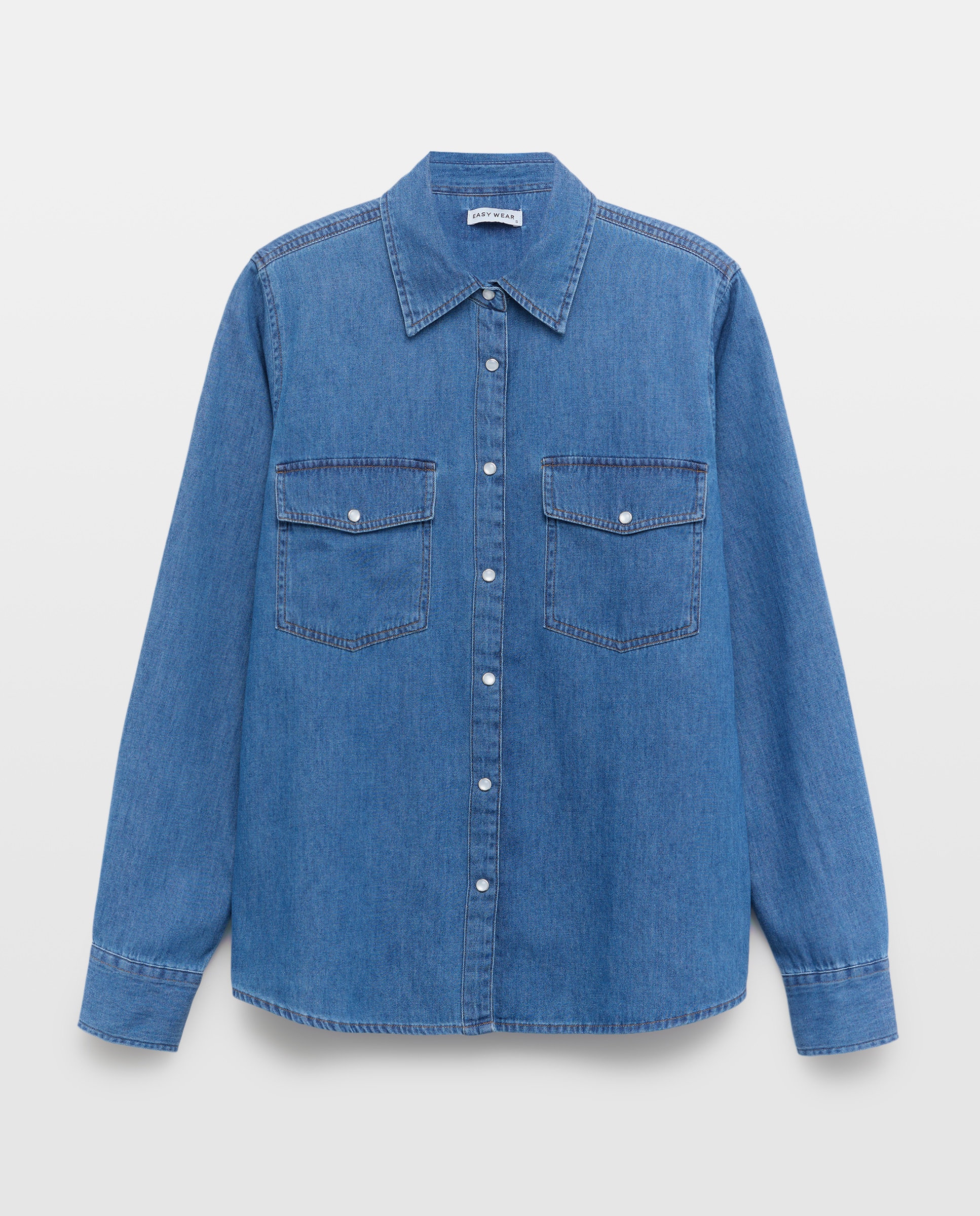 Camisa denim basica de mujer - Easy Wear - Azul índigo Azul índigo-5