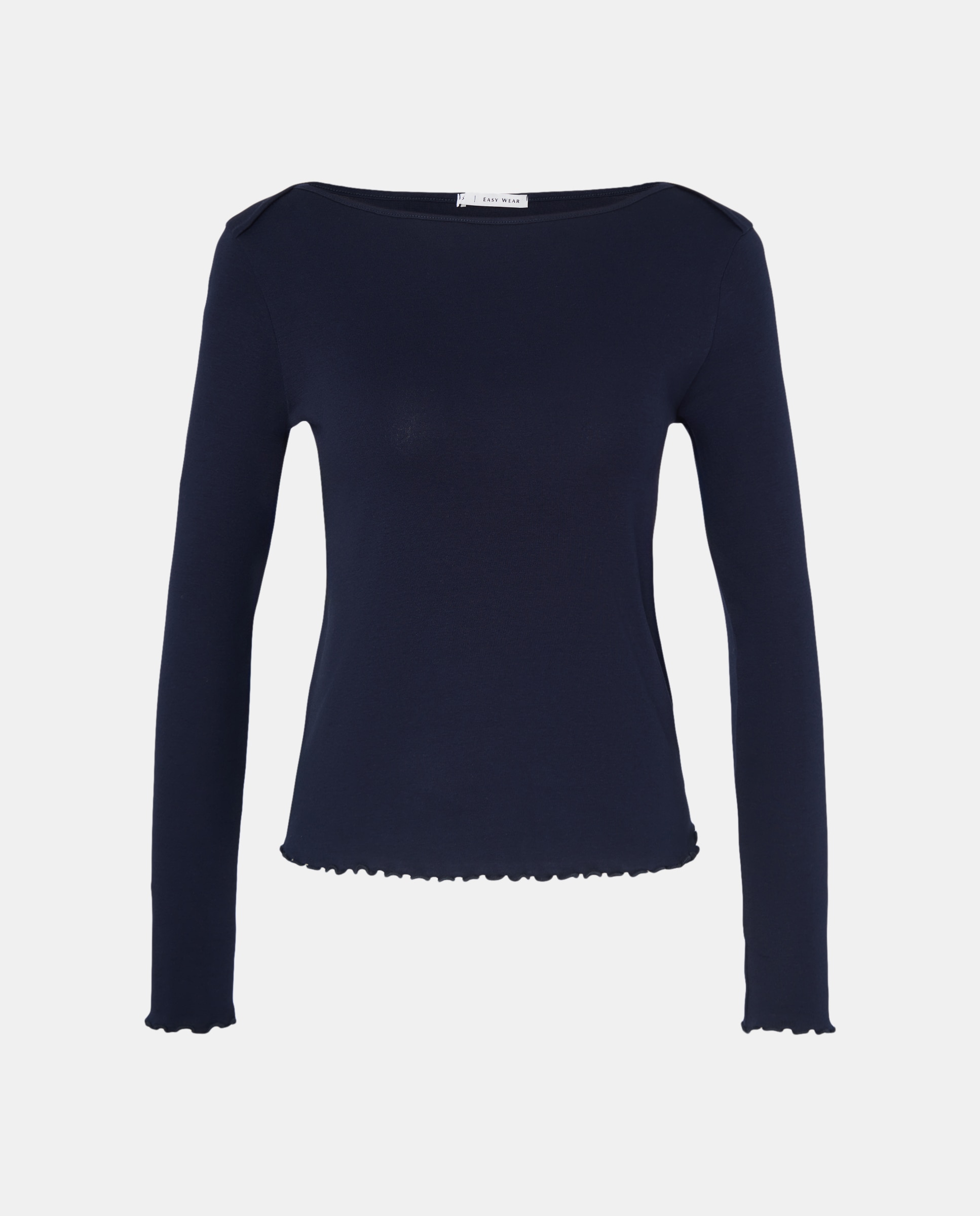 Camiseta lisa de algodón de mujer - Easy Wear - Blanco Azul marino-5
