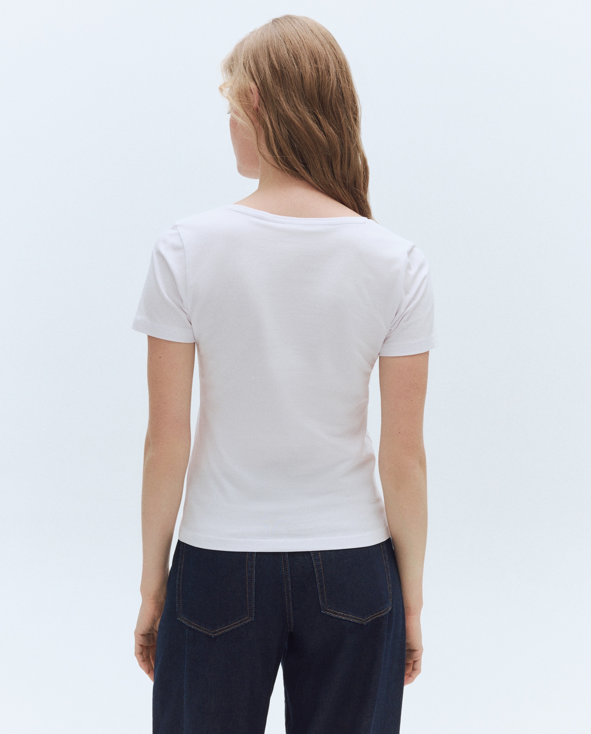 Camiseta de manga corta lisa de mujer - Easy Wear - Blanco Blanco-3