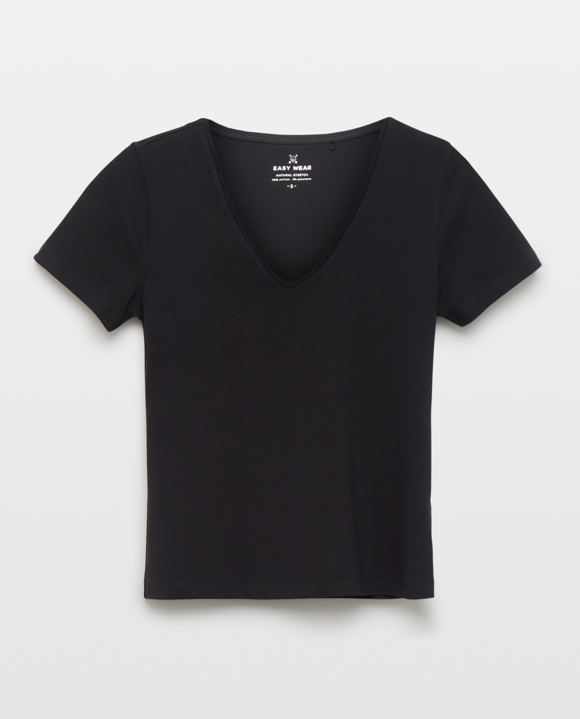 Camiseta de manga corta lisa de mujer - Easy Wear - Negro Negro-4
