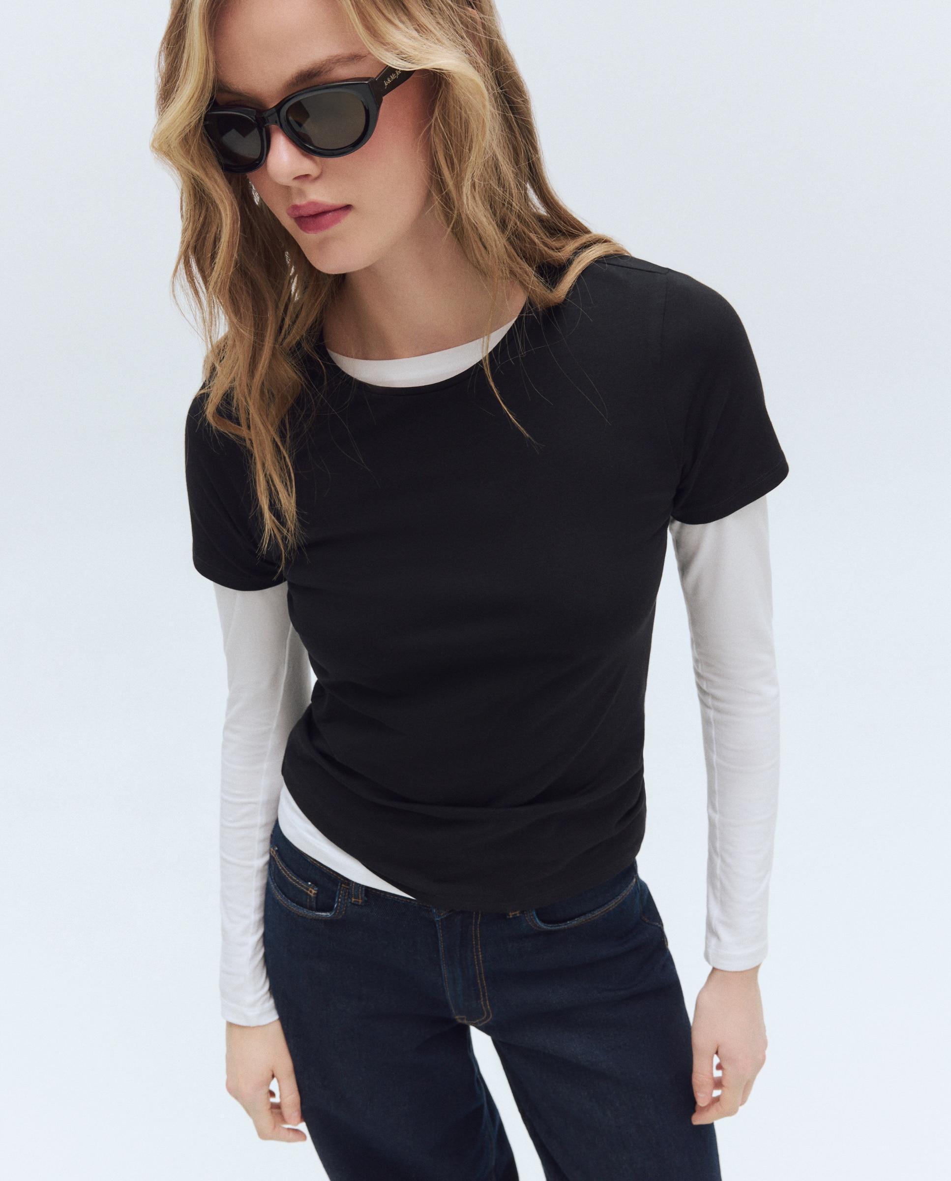 Camiseta de manga corta lisa de mujer - Easy Wear - Negro Negro-2