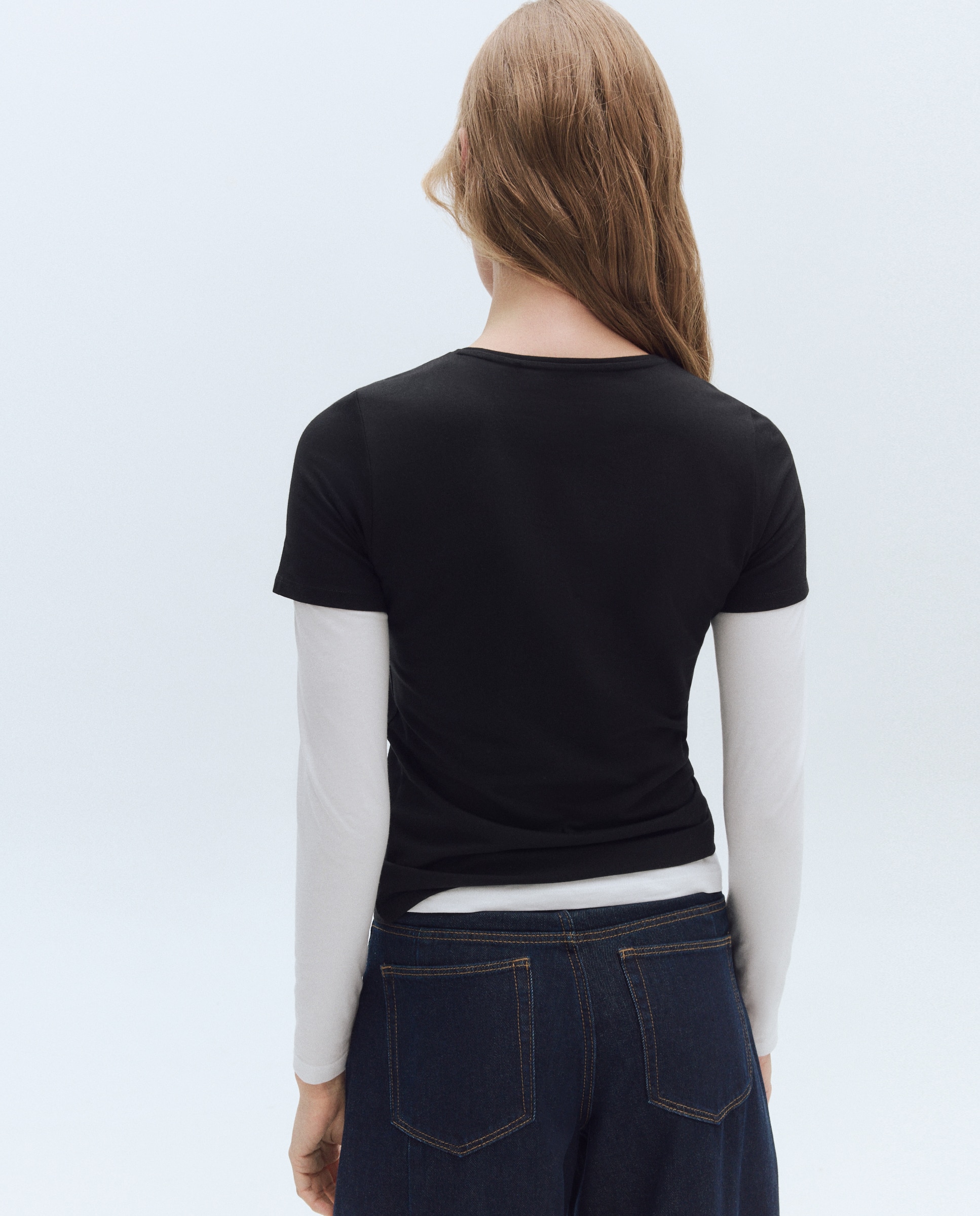 Camiseta de manga corta lisa de mujer - Easy Wear - Negro Negro-3