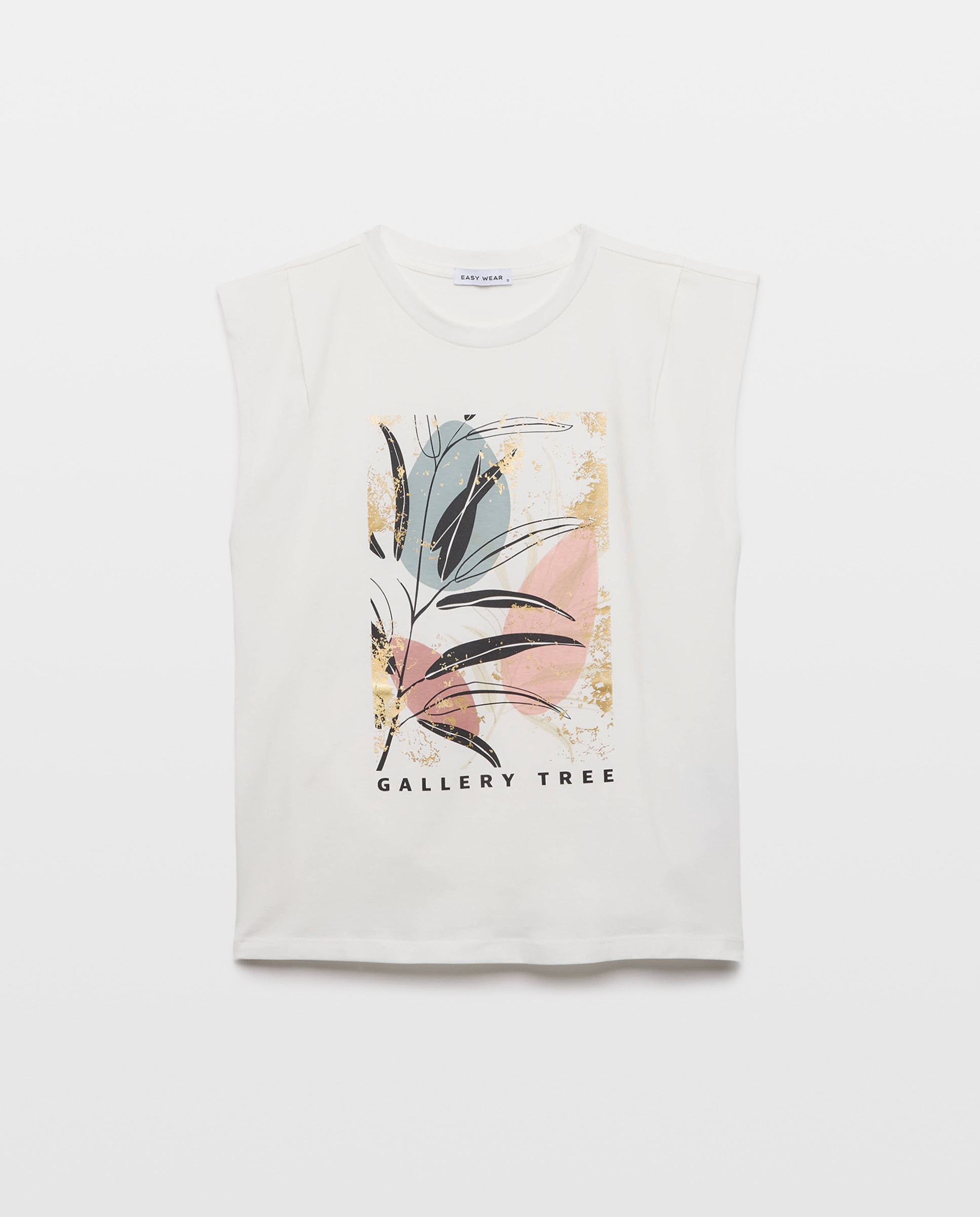 Camiseta sin mangas estampada de mujer - Easy Wear - Beige Crudo-5