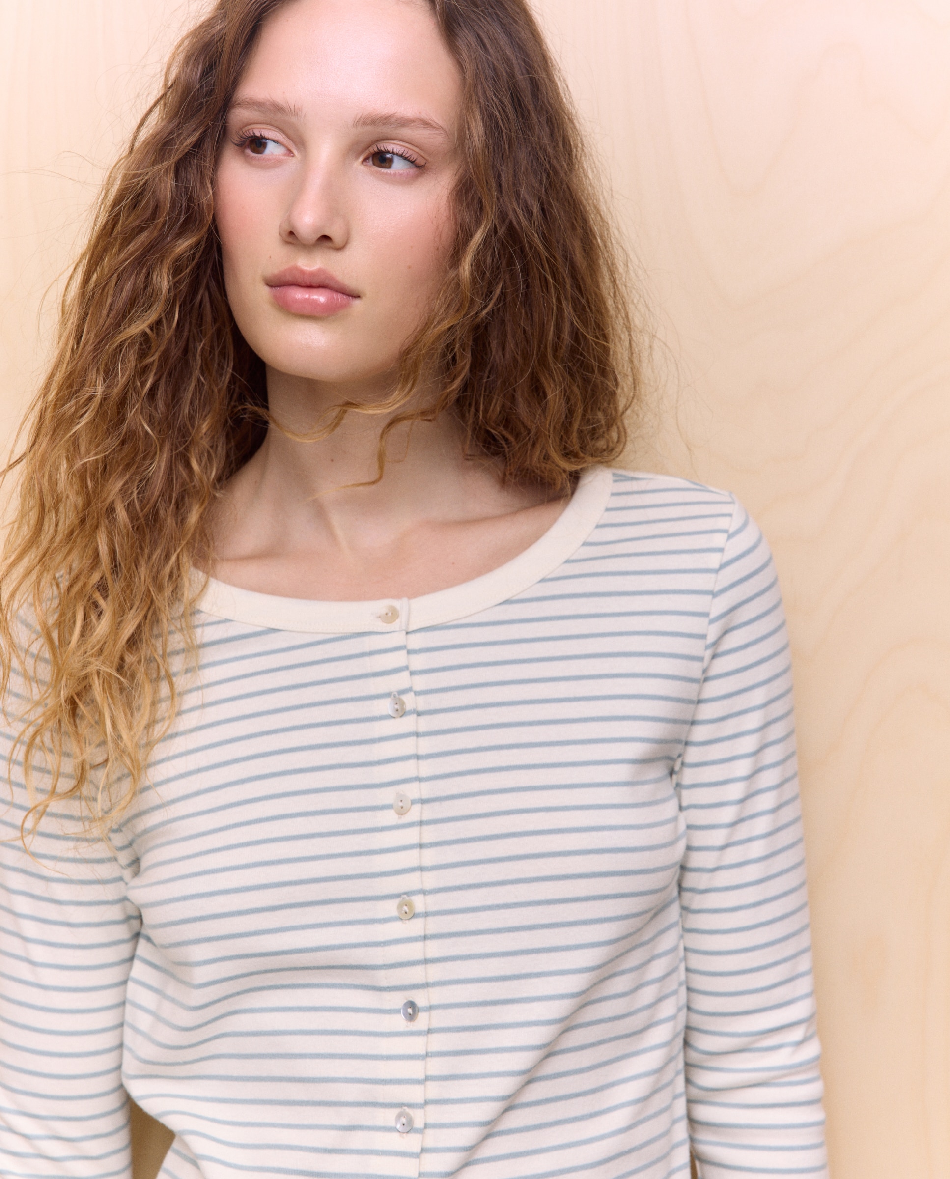 Camiseta de manga larga estampada de mujer - Easy Wear - Blanco Verde-4